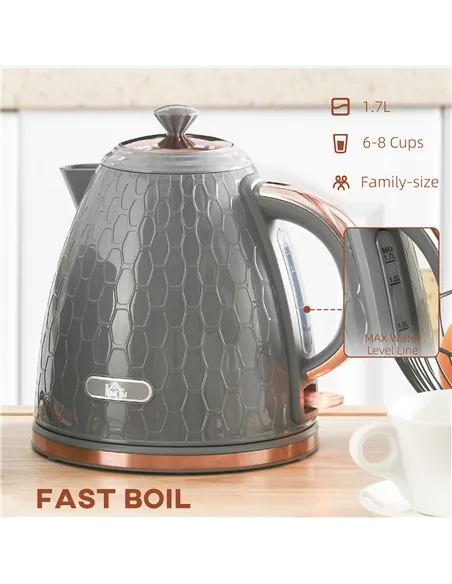 HOMCOM 3kW Rapid Boil Honeycomb Kettle - Grey