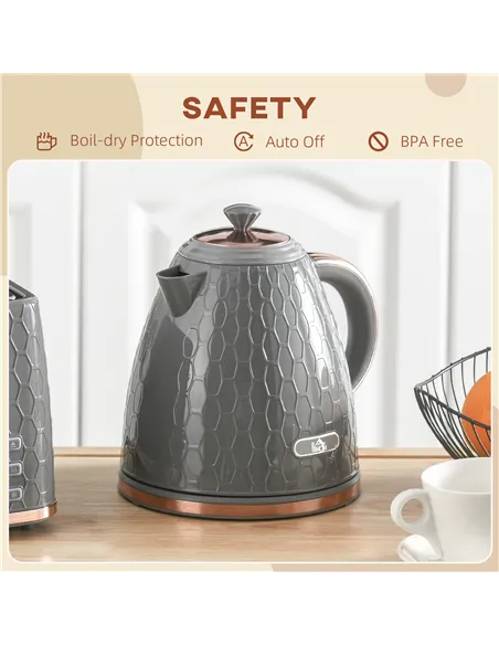 HOMCOM 3kW Rapid Boil Honeycomb Kettle - Grey