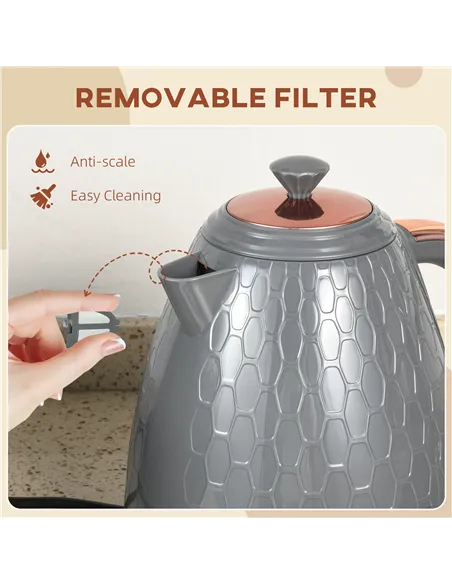 HOMCOM 3kW Rapid Boil Honeycomb Kettle - Grey