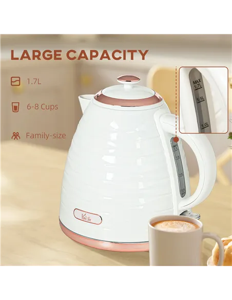 HOMCOM 3kW Rapid Boil Honeycomb Kettle - Cream