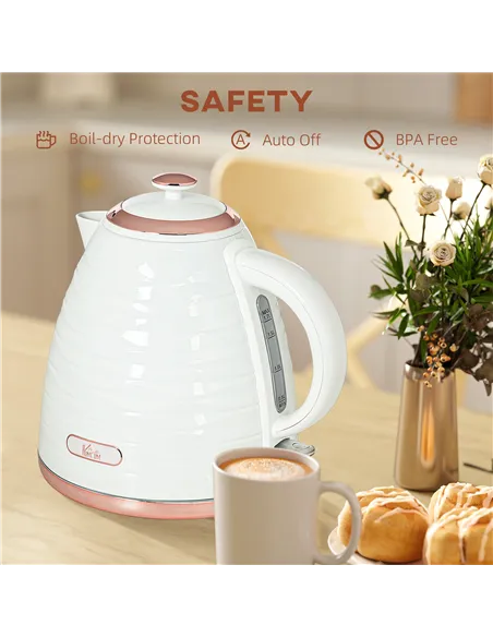 HOMCOM 3kW Rapid Boil Honeycomb Kettle - Cream