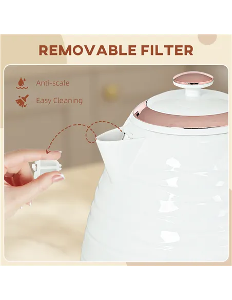 HOMCOM 3kW Rapid Boil Honeycomb Kettle - Cream