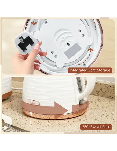 HOMCOM 3kW Rapid Boil Honeycomb Kettle - Cream