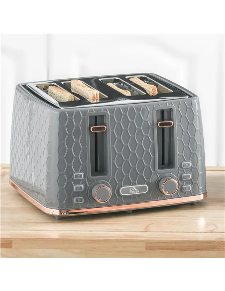 HOMCOM Four-Slice Honeycomb Toaster - Grey
