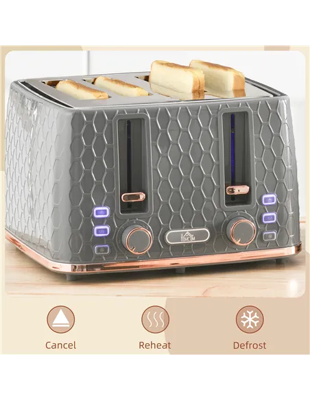 HOMCOM Four-Slice Honeycomb Toaster - Grey