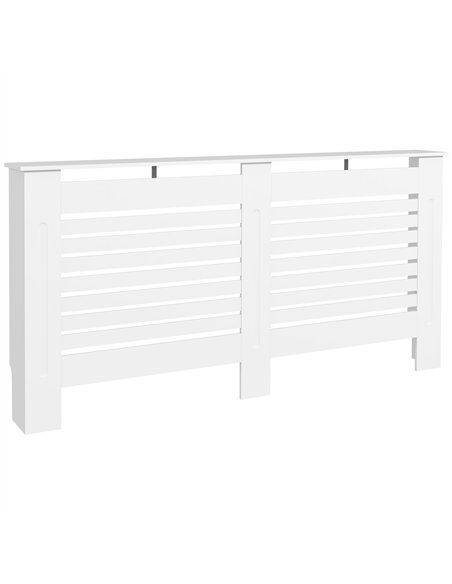 HOMCOM Radiator Cover, Modern MDF White Painted Cabinet with Horizontal Slats for Living Room, Bedroom, 152L x 19W x 81H cm