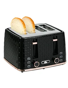 HOMCOM 4 Slice Toaster with 7 Browning Levels, High Lift, Reheat/Defrost/Cancel, Self-centring Function, Removable Crumb Tray, A