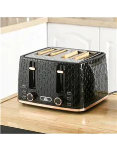 HOMCOM 4 Slice Toaster with 7 Browning Levels, High Lift, Reheat/Defrost/Cancel, Self-centring Function, Removable Crumb Tray, A 2