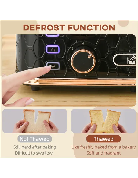 HOMCOM 4 Slice Toaster with 7 Browning Levels, High Lift, Reheat/Defrost/Cancel, Self-centring Function, Removable Crumb Tray, A