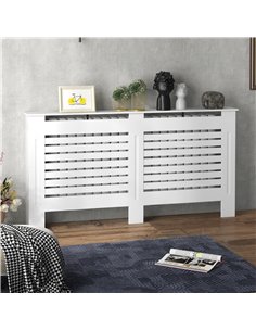 HOMCOM Radiator Cover, Modern MDF White Painted Cabinet with Horizontal Slats for Living Room, Bedroom, 152L x 19W x 81H cm 2