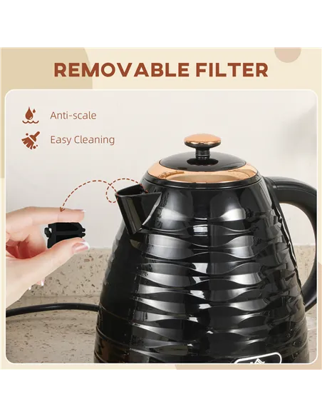 HOMCOM 3kW Rapid Boil Honeycomb Kettle - Black