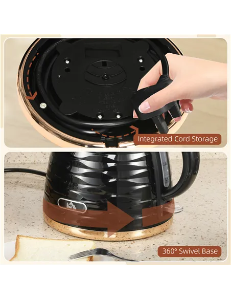 HOMCOM 3kW Rapid Boil Honeycomb Kettle - Black