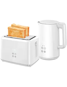 HOMCOM Polished Metal Kettle and Toaster Set - White