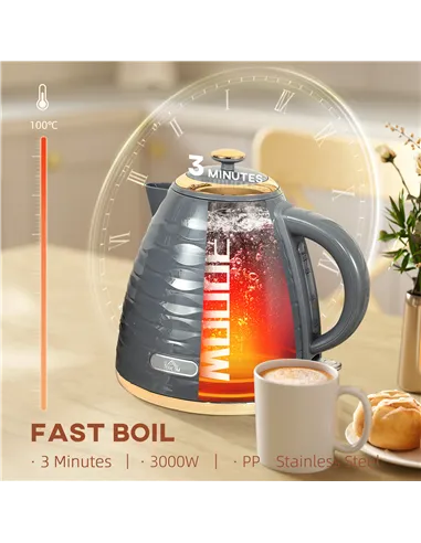 HOMCOM 3kW Rapid Boil Honeycomb Kettle - Grey