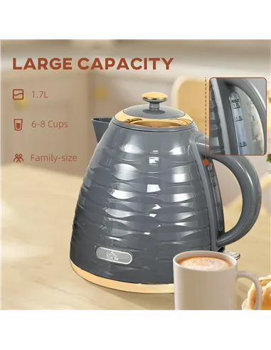 HOMCOM 3kW Rapid Boil Honeycomb Kettle - Grey