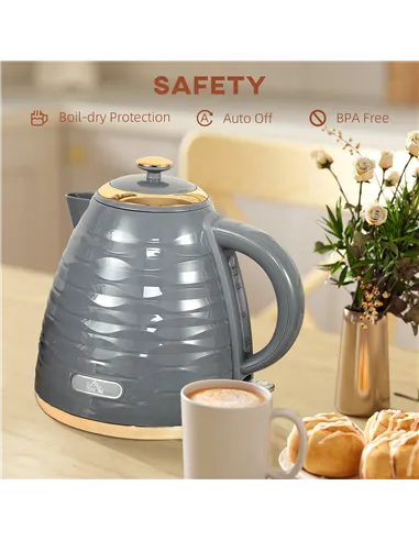 HOMCOM 3kW Rapid Boil Honeycomb Kettle - Grey
