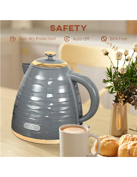 HOMCOM 3kW Rapid Boil Honeycomb Kettle - Grey