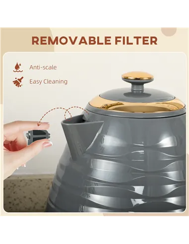 HOMCOM 3kW Rapid Boil Honeycomb Kettle - Grey