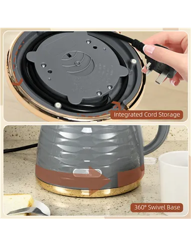 HOMCOM 3kW Rapid Boil Honeycomb Kettle - Grey