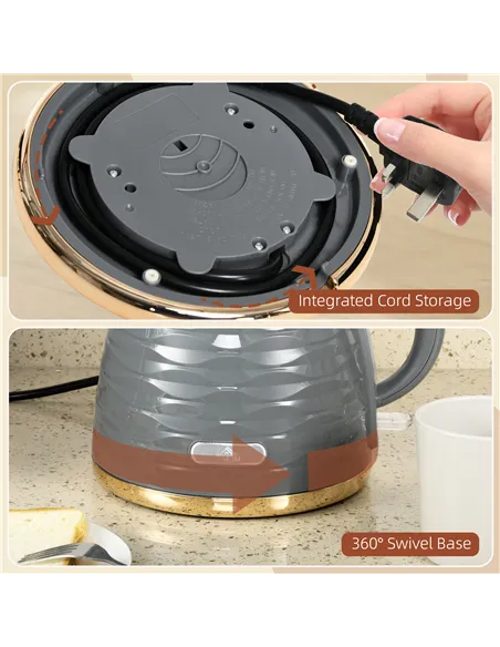 HOMCOM 3kW Rapid Boil Honeycomb Kettle - Grey