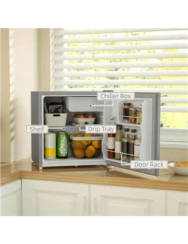 HOMCOM 46 Litre Lockable Countertop Fridge - Grey