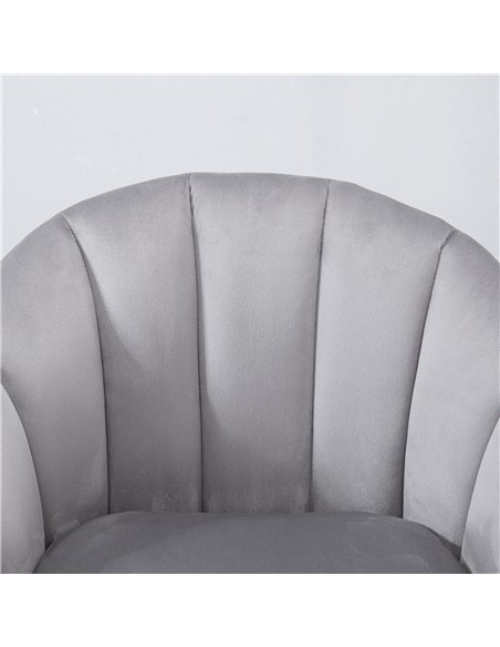 HOMCOM Accent Chair Velvet Fabric Single Sofa Armchair Home Living Room Solid Wood Leg Upholstered Side Armchair Grey