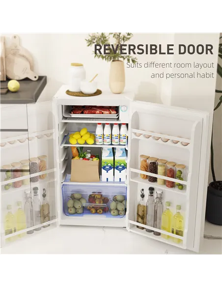 HOMCOM 91L Freestanding Under-Counter Fridge with Lock - White
