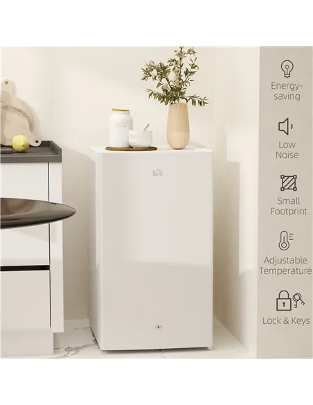 HOMCOM 91L Freestanding Under-Counter Fridge with Lock - White