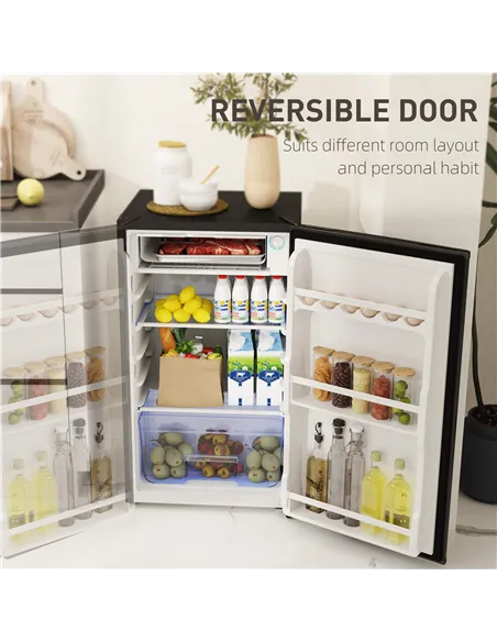 HOMCOM 91L Freestanding Under-Counter Fridge with Lock - Black