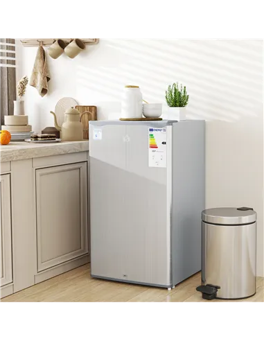 HOMCOM 91L Freestanding Under-Counter Fridge with Lock - Grey