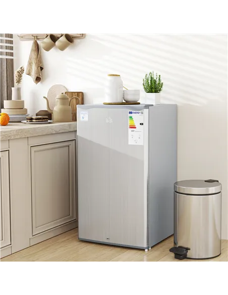 HOMCOM 91L Freestanding Under-Counter Fridge with Lock - Grey