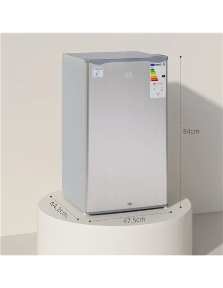 HOMCOM 91L Freestanding Under-Counter Fridge with Lock - Grey