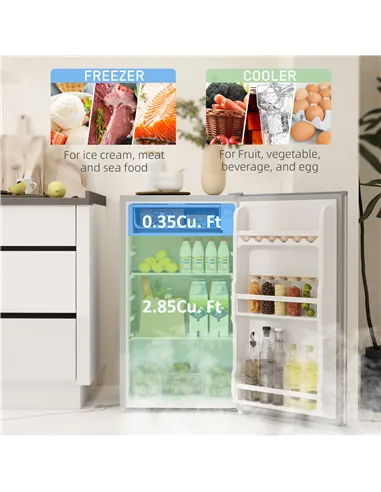 HOMCOM 91L Freestanding Under-Counter Fridge with Lock - Grey