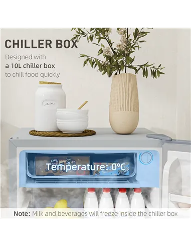 HOMCOM 91L Freestanding Under-Counter Fridge with Lock - Grey