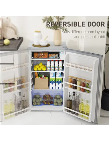 HOMCOM 91L Freestanding Under-Counter Fridge with Lock - Grey