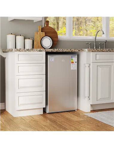 HOMCOM 91L Freestanding Under-Counter Fridge with Lock - Grey