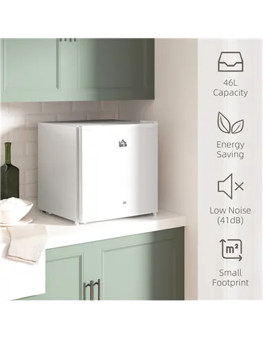 HOMCOM 46 Litre Lockable Countertop Fridge - Cream White