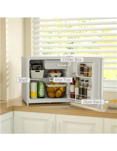 HOMCOM 46 Litre Lockable Countertop Fridge - Cream White