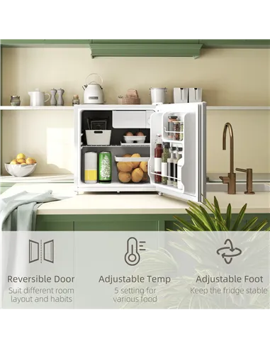 HOMCOM 46 Litre Lockable Countertop Fridge - Cream White