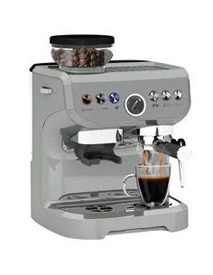 HOMCOM 15 Bar Coffee Machine, with Adjustable Grind, Steamer and Accessories - Silver Colour