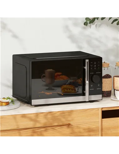 HOMCOM 23L 800W Microwave Oven, Digital Solo Microwave with 10 Power Levels, Automatic Defrost, 8 Auto Cook Menus, 60 Minutes Ti