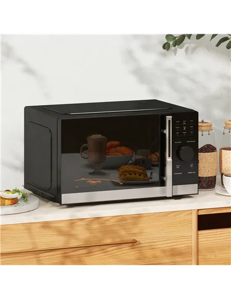 HOMCOM 23L 800W Microwave Oven, Digital Solo Microwave with 10 Power Levels, Automatic Defrost, 8 Auto Cook Menus, 60 Minutes Ti