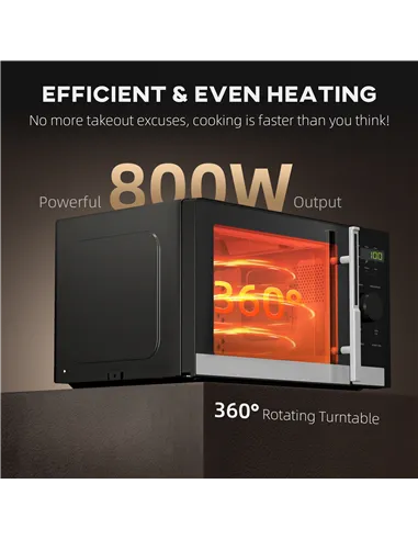 HOMCOM 23L 800W Microwave Oven, Digital Solo Microwave with 10 Power Levels, Automatic Defrost, 8 Auto Cook Menus, 60 Minutes Ti