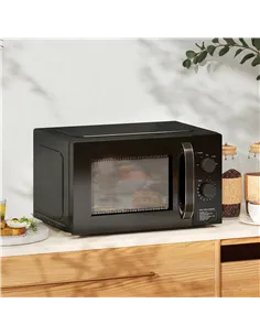 HOMCOM 23L 800W Microwave Oven, Solo Manual Microwave with 5 Power Levels, Defrost, 35 Minutes Timer, Clock, Easy Clean, Small B 2