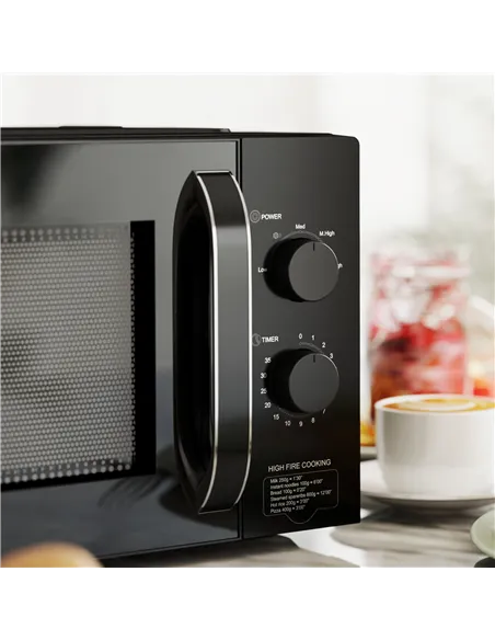 HOMCOM 23L 800W Microwave Oven, Solo Manual Microwave with 5 Power Levels, Defrost, 35 Minutes Timer, Clock, Easy Clean, Small B