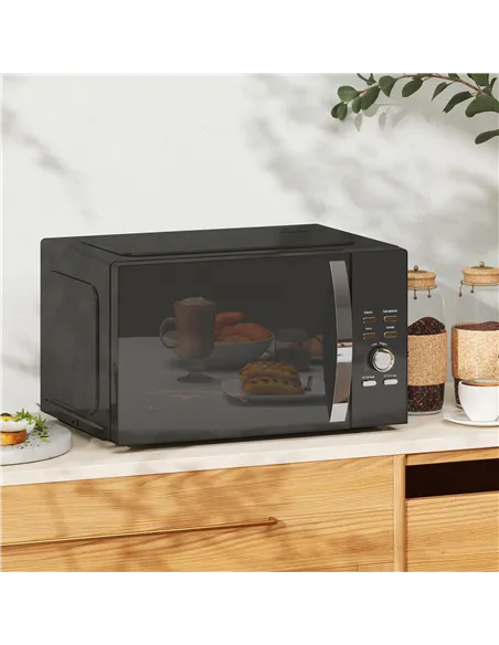 HOMCOM 23L 800W Microwave Oven, Digital Solo Microwave with 5 Power Levels, Automatic Defrost, 8 Auto Cook Menus, 60 Minutes Tim