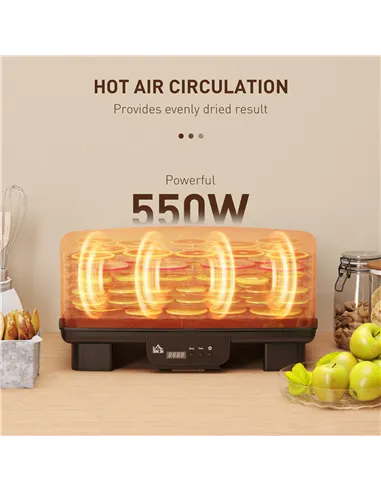 HOMCOM 40-70℃ Six-Tray Food Dehydrator - Black