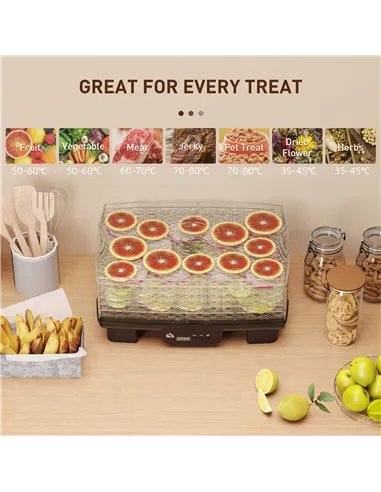 HOMCOM 40-70℃ Six-Tray Food Dehydrator - Black