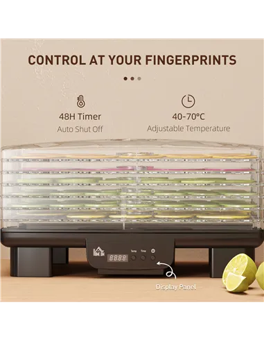 HOMCOM 40-70℃ Six-Tray Food Dehydrator - Black