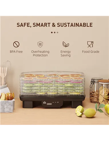 HOMCOM 40-70℃ Six-Tray Food Dehydrator - Black